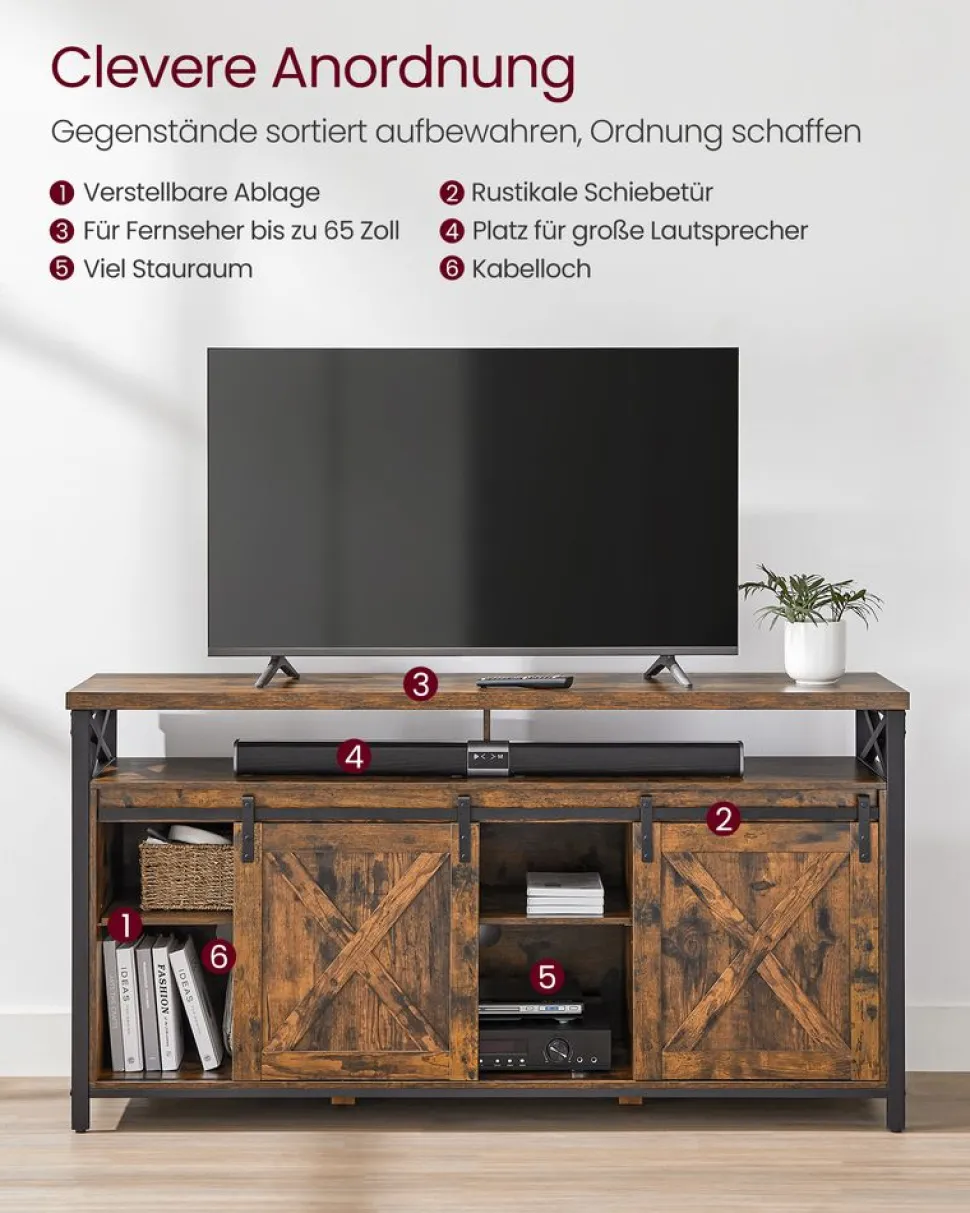 Tv-Lowboards<SONGMICS TV-Schrank Landhausstil Vintagebraun-Schwarz