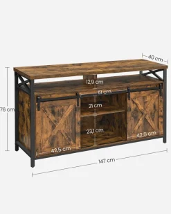 Tv-Lowboards<SONGMICS TV-Schrank Landhausstil Vintagebraun-Schwarz