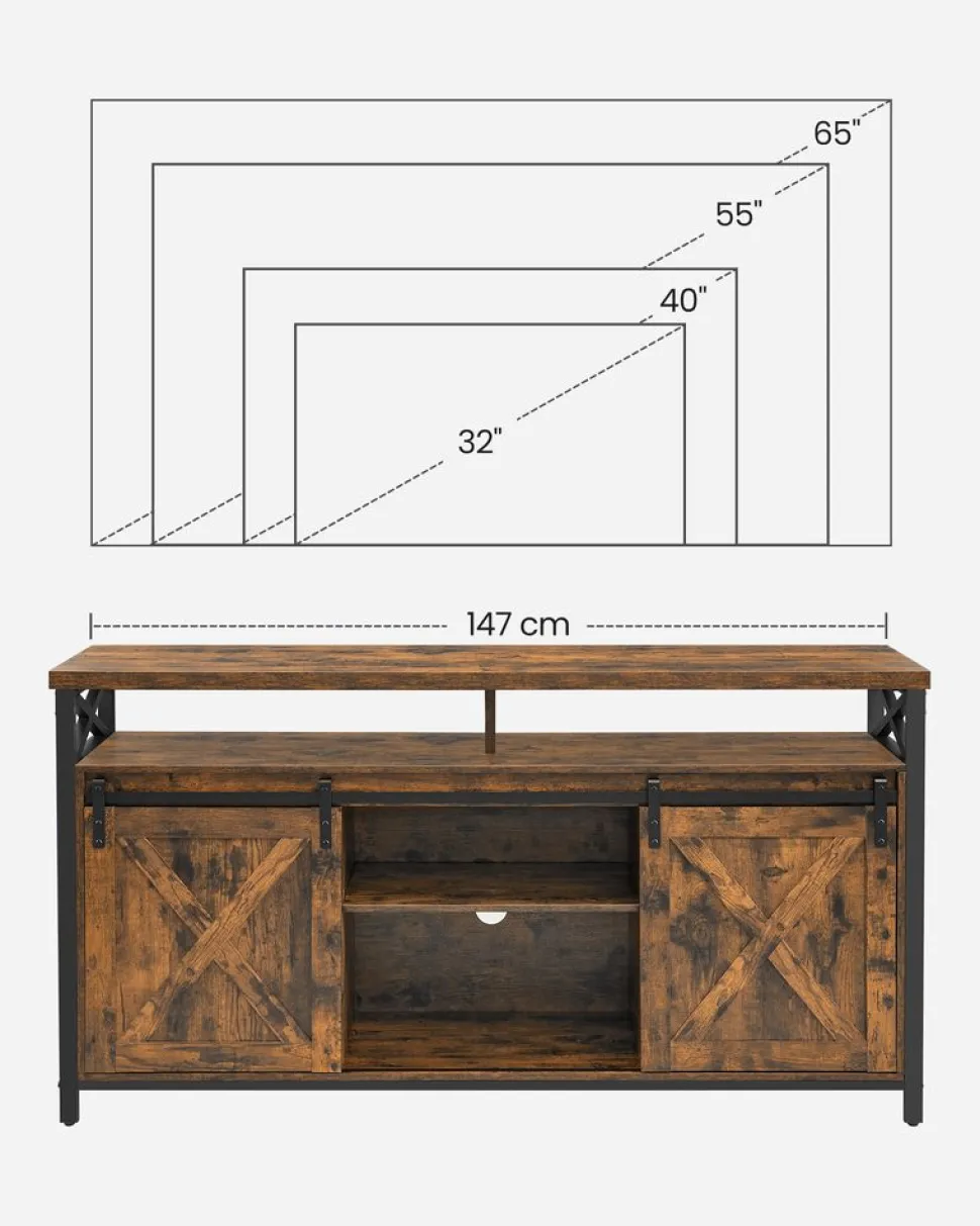 Tv-Lowboards<SONGMICS TV-Schrank Landhausstil Vintagebraun-Schwarz