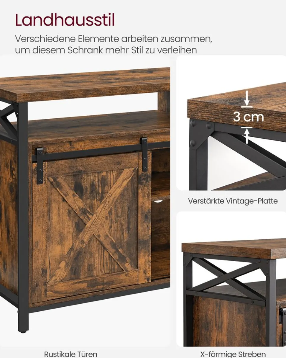 Tv-Lowboards<SONGMICS TV-Schrank Landhausstil Vintagebraun-Schwarz