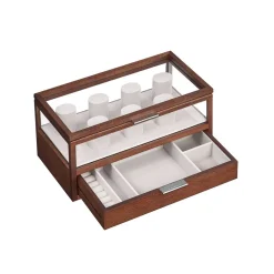Uhrenboxen<SONGMICS Uhrenbox 2 Ebenen mit 7 Uhrenkissen Geschenkidee kaffeebraun