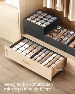 Kleiderschränke<SONGMICS Unterwäsche-Organizer 4er Set mit 80 Fächern tintenschwarz