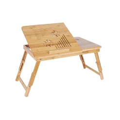 Laptopständer<SONGMICS Verstellbarer Laptoptisch Bambus Holzfarbe