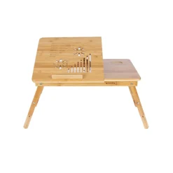 Laptopständer<SONGMICS Verstellbarer Laptoptisch Bambus Holzfarbe