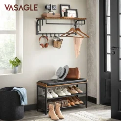 Eingangsbereich|Badezimmer<SONGMICS Wandgarderobe mit 5 abnehmbaren Haken