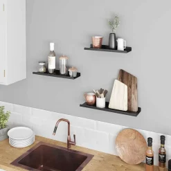 Schlafzimmer|Wohnzimmer<SONGMICS Wandregale aus Metall 3er Set Schwarz