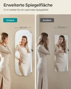 Schmuckschränke|Schmuckschränke<SONGMICS Wandschrank mit Spiegel Oberfläche in Weiß weiß-greige