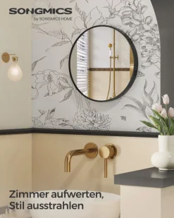 Kosmetikspiegel|Kosmetikspiegel<SONGMICS Wandspiegel modern einfache Montage Tintenschwarz