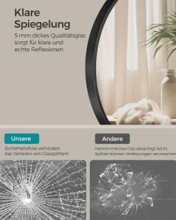 Kosmetikspiegel|Kosmetikspiegel<SONGMICS Wandspiegel modern einfache Montage Tintenschwarz