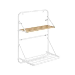 Wäscheständer<SONGMICS Wandtrockner mit Ablagen und Hängestangen