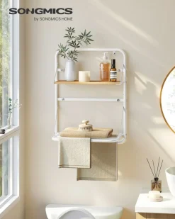 Wäscheständer<SONGMICS Wandtrockner mit Ablagen und Hängestangen