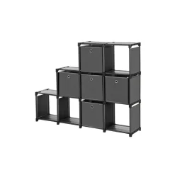 Eingangsbereich|Schlafzimmer<SONGMICS Würfelregal mit 5 Stoffboxen Schwarz