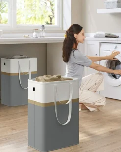 Wäschekörbe|Wäschekörbe<SONGMICS Wäschekorb 2er Set 75 L mit Griffen schiefergrau