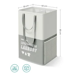 Wäschekörbe|Wäschekörbe<SONGMICS Wäschekorb mit 2 Fächern hellgrau