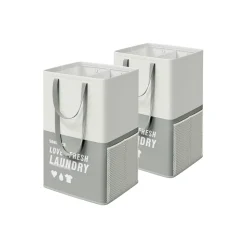 Wäschekörbe|Wäschekörbe<SONGMICS Wäschekorb mit 2 Fächern hellgrau