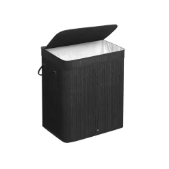 Wäschekörbe|Wäschekörbe<SONGMICS Wäschekorb mit Deckel 100 L aus Bambus Schwarz
