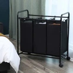 Waschküche|Wäschekörbe<SONGMICS Wäschesammler 3 x 44 L Schwarz