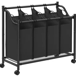 Waschküche|Wäschekörbe<SONGMICS Wäschesortierer 4 Fächer Schwarz