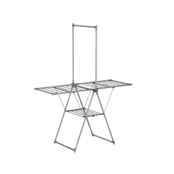 Wäscheständer<SONGMICS Wäscheständer mit 2 Ebenen und 2 Flügel grau