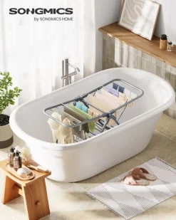 Wäscheständer<SONGMICS Wäscheständer mit 2 Flügeln aus Metall taubengrau