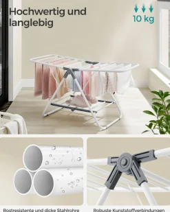 Wäscheständer<SONGMICS Wäscheständer mit 2 Flügeln aus Metall taubengrau