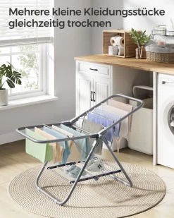 Wäscheständer<SONGMICS Wäscheständer mit 2 Flügeln aus Metall taubengrau