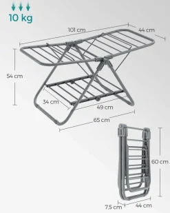 Wäscheständer<SONGMICS Wäscheständer mit 2 Flügeln aus Metall taubengrau