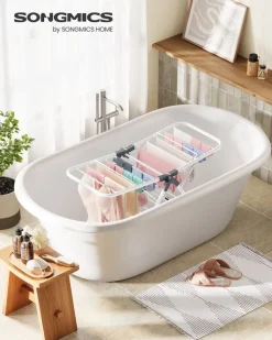 Wäscheständer<SONGMICS Wäscheständer mit 2 Flügeln aus Metall taubengrau