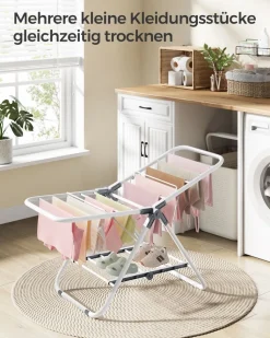 Wäscheständer<SONGMICS Wäscheständer mit 2 Flügeln aus Metall taubengrau